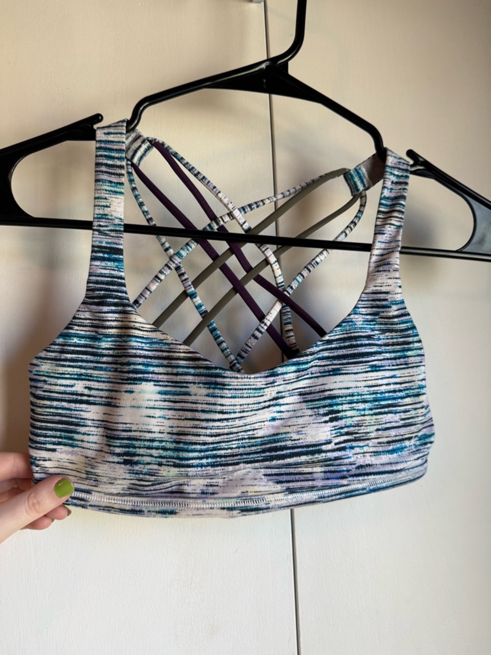 lululemon athletica Teal, White & Purple Strappy Sports Bra